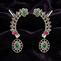 Darshana Jewels  Oxidised Plated Pink And Green Ear Cuff For Women And Girls(Pack of 6)