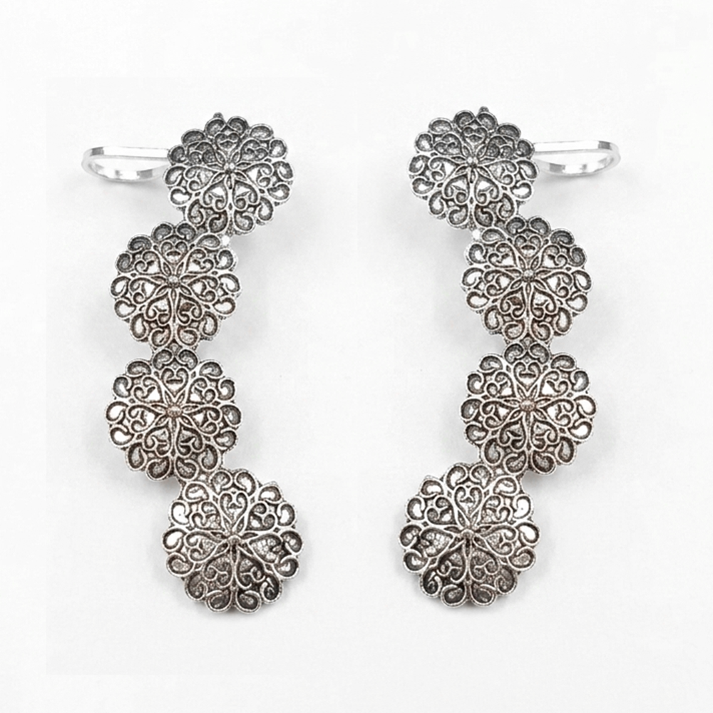 Darshana Jewels  Oxidised Plated Floral Ear Cuff For Women And Girls(Pack of 6)