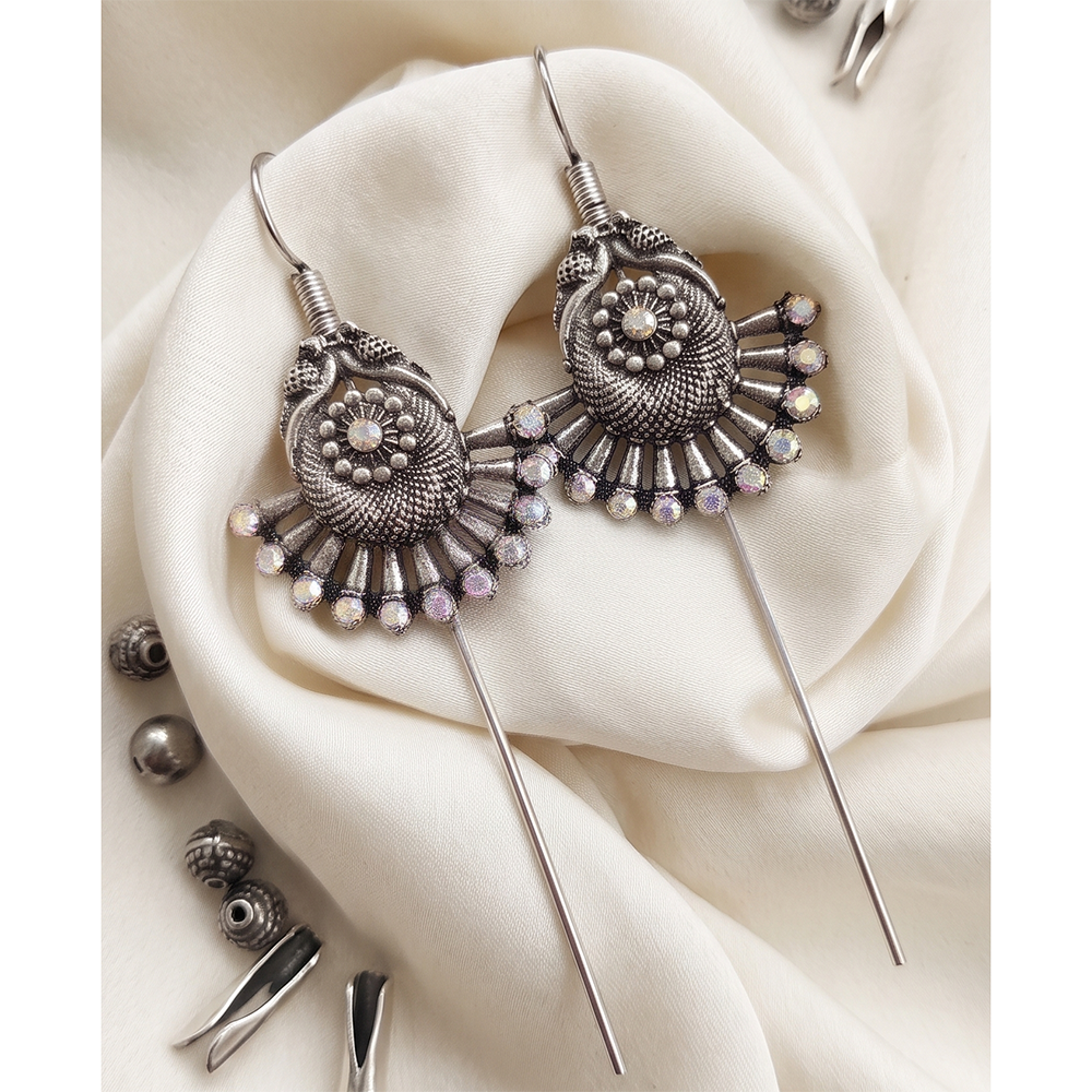 Darshana Jewels Oxidised Plated Austrian Stone Earcuff (Pack of 6)