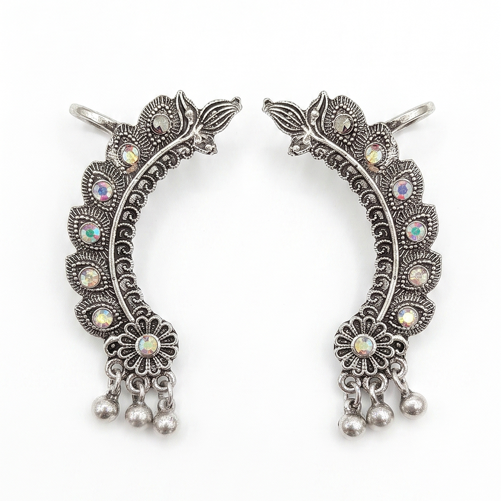 Darshana Jewels Oxidised Plated Austrian Stone Earcuff