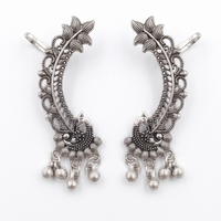 Darshana Jewels Oxidised Plated Peacock Earcuff
