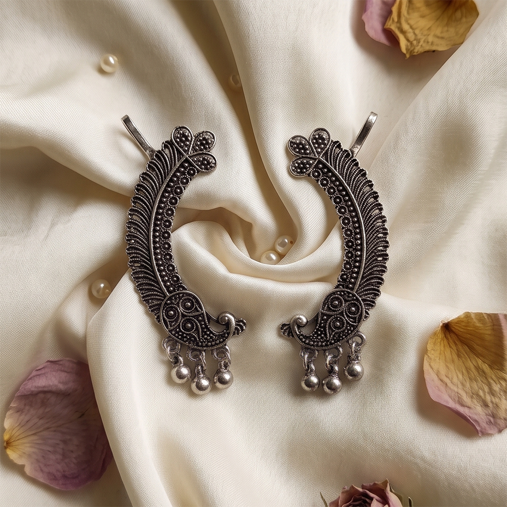 Darshana Jewels Oxidised Plated Peacock Earcuff (Pack of 6)