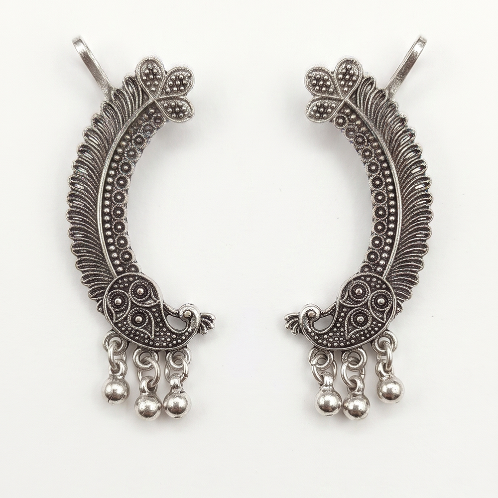 Darshana Jewels Oxidised Plated Peacock Earcuff