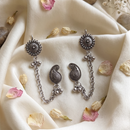 Darshana Jewels Boho Oxidised Paisley Chain Ear Cuff Earrings