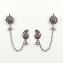 Darshana Jewels Boho Oxidised Paisley Chain Ear Cuff Earrings