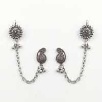 Darshana Jewels Boho Oxidised Paisley Chain Ear Cuff Earrings (Pack of 6)
