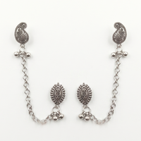 Darshana Jewels Boho Oxidised Paisley Chain Ear Cuff Earrings