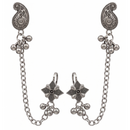 Darshana Jewels Boho Oxidised Paisley Chain Ear Cuff Earrings