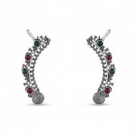 Urthn Stylish Oxidised Ear Cuffs with Floral Motif for Women Traditional Fashion Jewellery(Pack of 12)