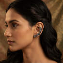 Urthn Stylish Oxidised Ear Cuffs with Floral Motif for Women Traditional Fashion Jewellery(Pack of 12)
