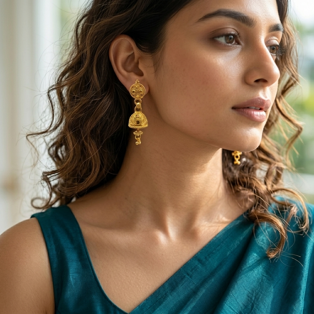 Darshana Jewels Elegant Gold Plated Floral Jhumka Drop Earrings(Pack Of  6)