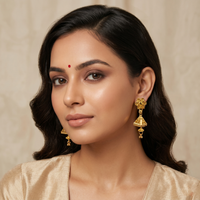 Darshana Jewels Elegant Gold Plated Floral Jhumka Drop Earrings(Pack Of  6)