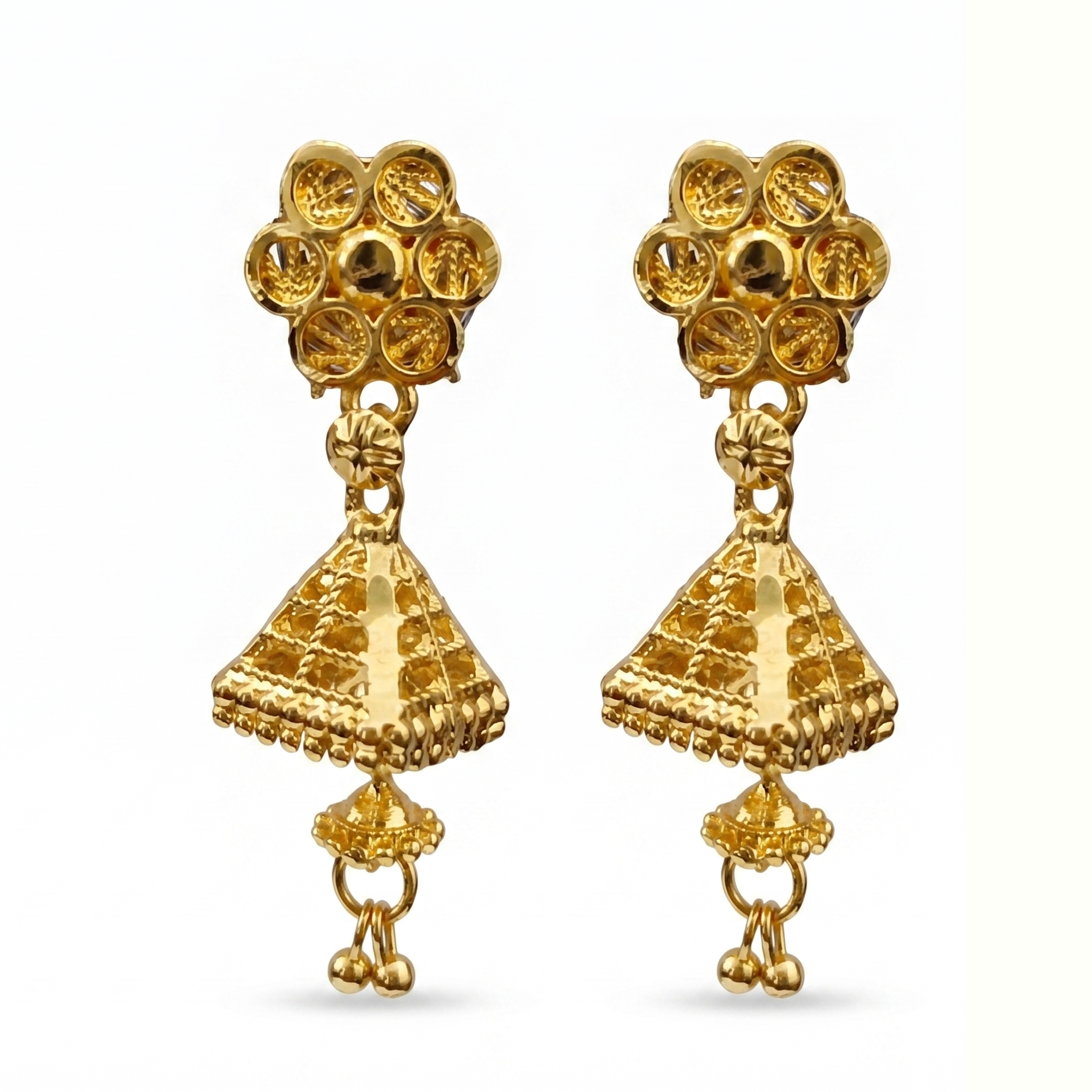 Darshana Jewels Elegant Gold Plated Floral Jhumka Drop Earrings(Pack Of  6)