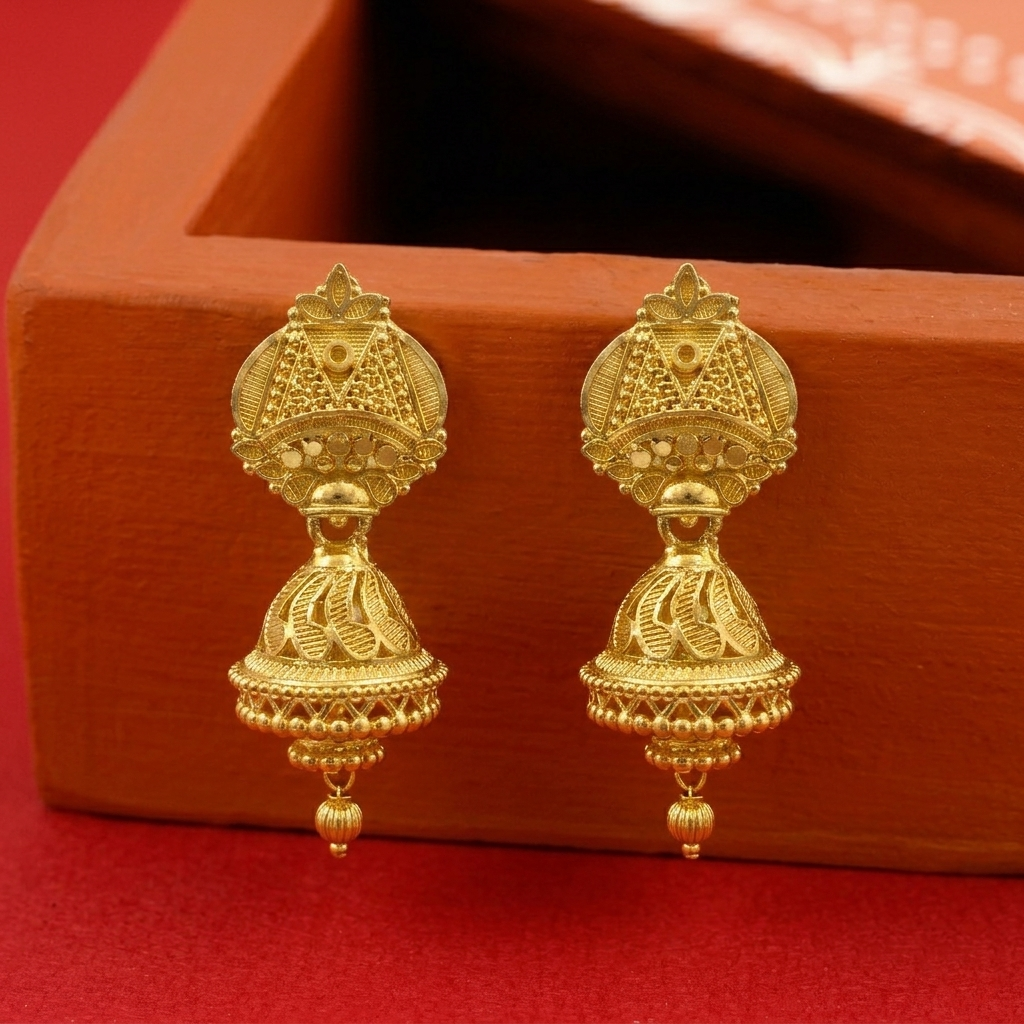 Darshana Jewels Elegant Gold Plated Floral Jhumka Drop Earrings(Pack Of  6)