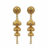 Darshana Jewels Elegant Gold Plated Floral Three Layer Jhumka Drop Earrings(Pack Of  6)
