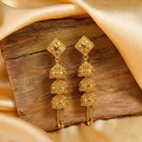 Darshana Jewels Elegant Gold Plated Floral Three Layer Jhumka Drop Earrings(Pack Of  3)