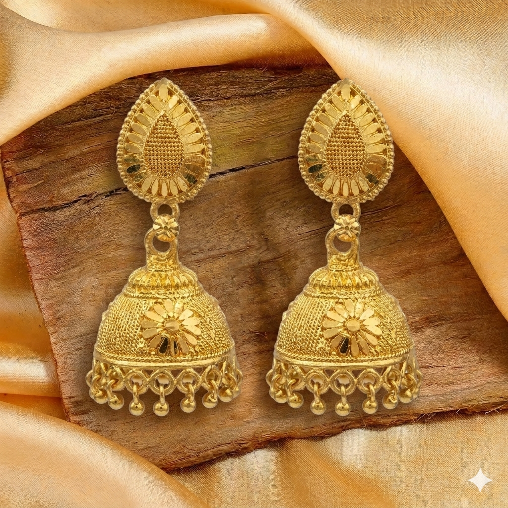 Darshana Jewels Elegant Gold Plated Floral Jhumka Drop Earrings(Pack Of  6)