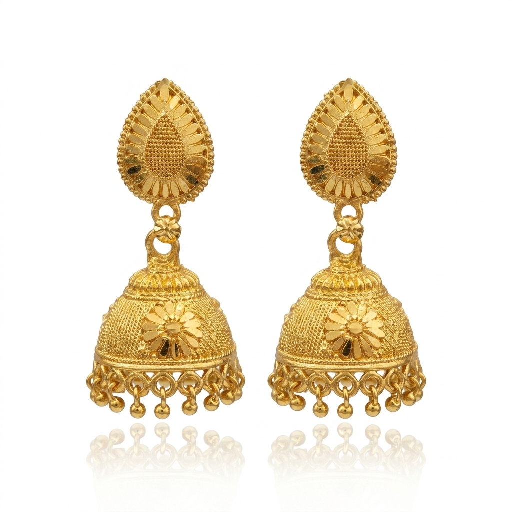 Darshana Jewels Elegant Gold Plated Floral Jhumka Drop Earrings(Pack Of  6)