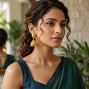 Darshana Jewels Elegant Gold Plated Floral Jhumka Drop Earrings(Pack Of  6)