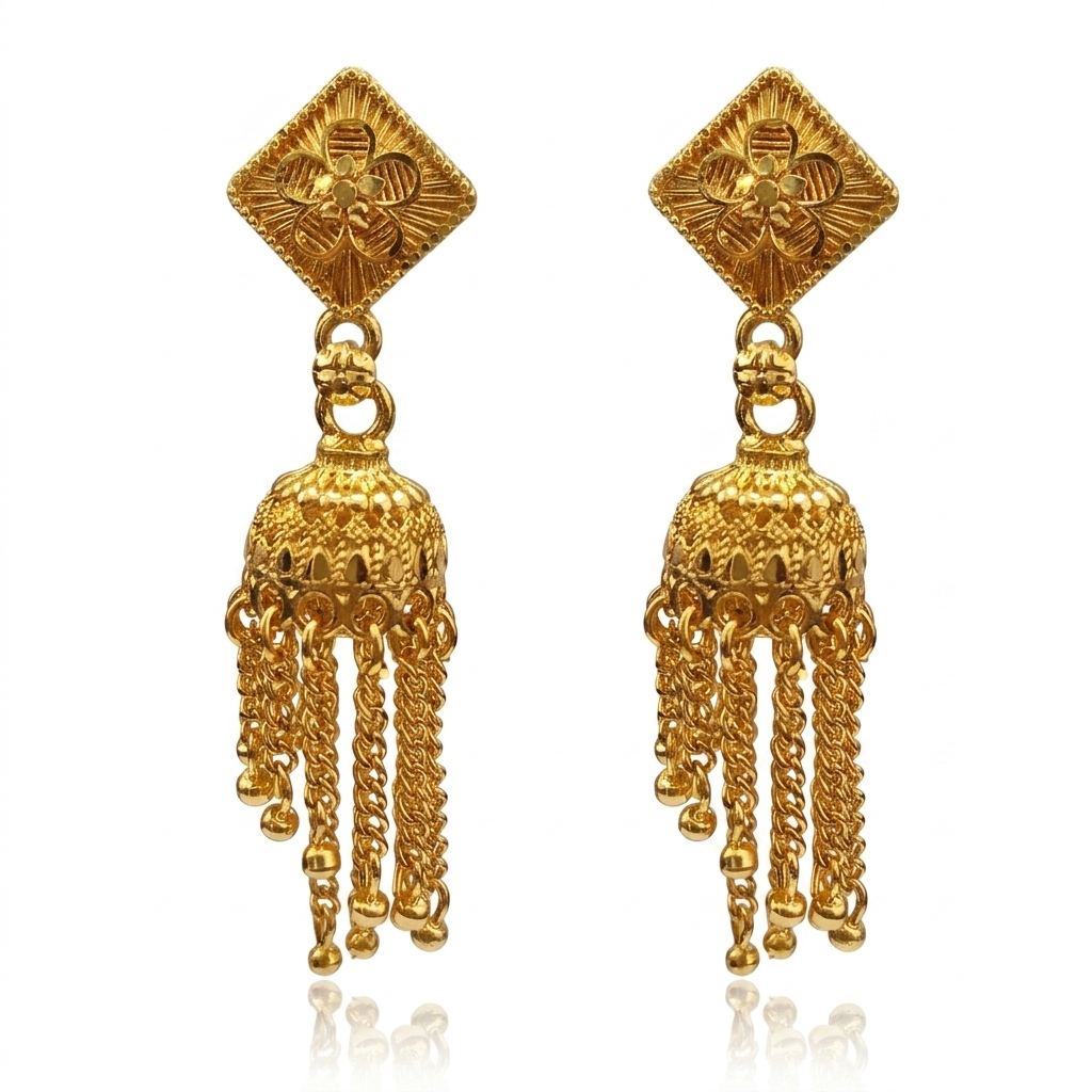 Darshana Jewels Elegant Gold Plated Floral Jhumka Drop Earrings(Pack Of  6)