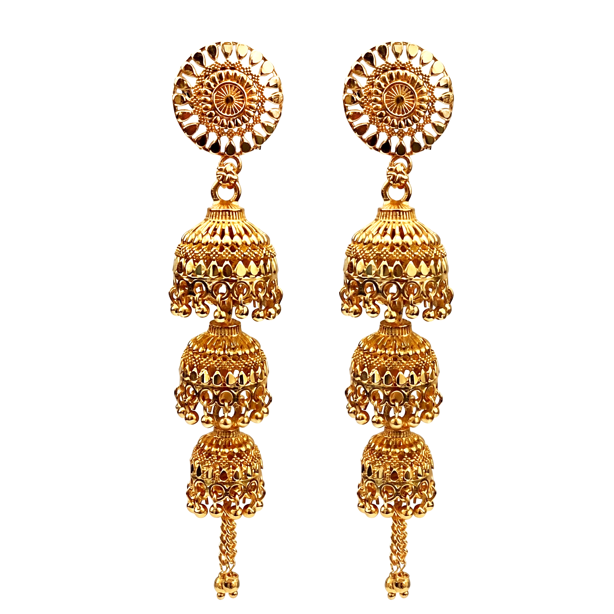 Darshana Jewels Elegant Gold Plated Floral Three Layer Jhumka Drop Earrings(Pack Of  6)