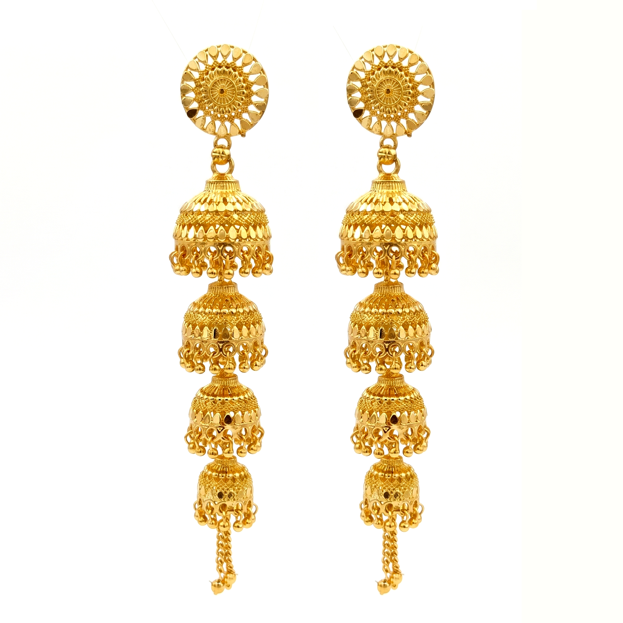 Darshana Jewels Elegant Gold Plated Floral Four Layer Jhumka Drop Earrings(Pack Of  6)
