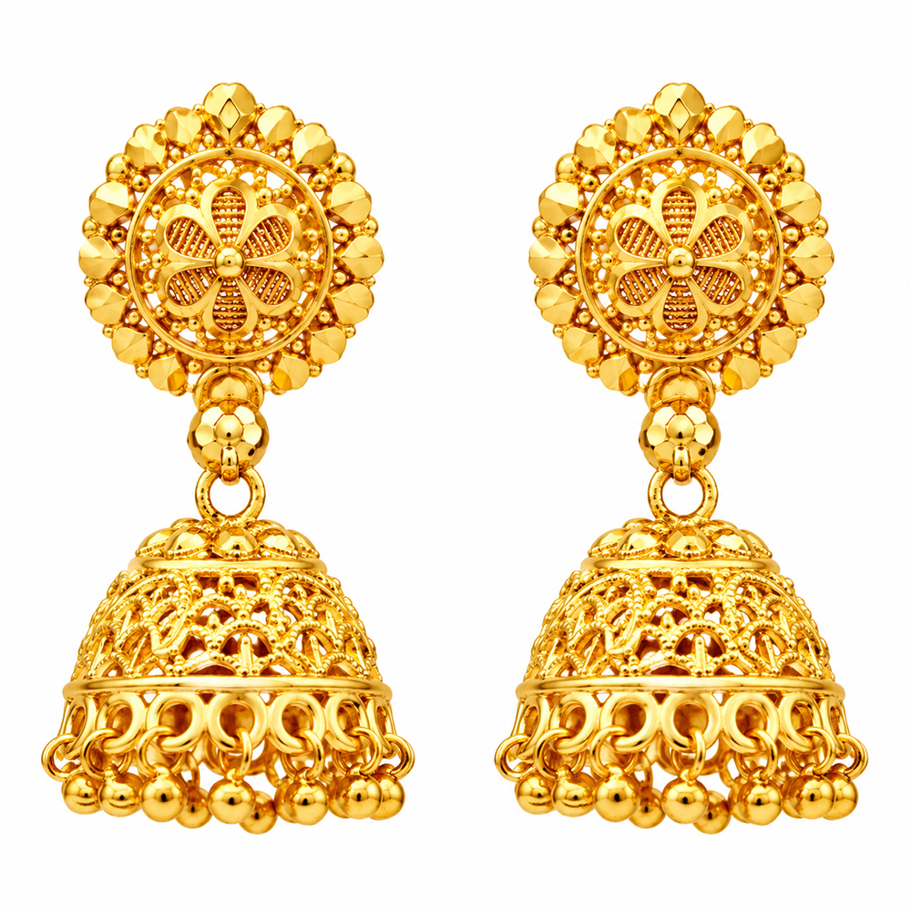 Urthn Stylish Gold Plated Jhumka Earrings | Traditional Fashion Jewellery for Festive & Party Wear( Pack of 6)