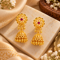 Urthn Stylish Gold Plated Jhumka Earrings | Traditional Fashion Jewellery for Festive & Party Wear