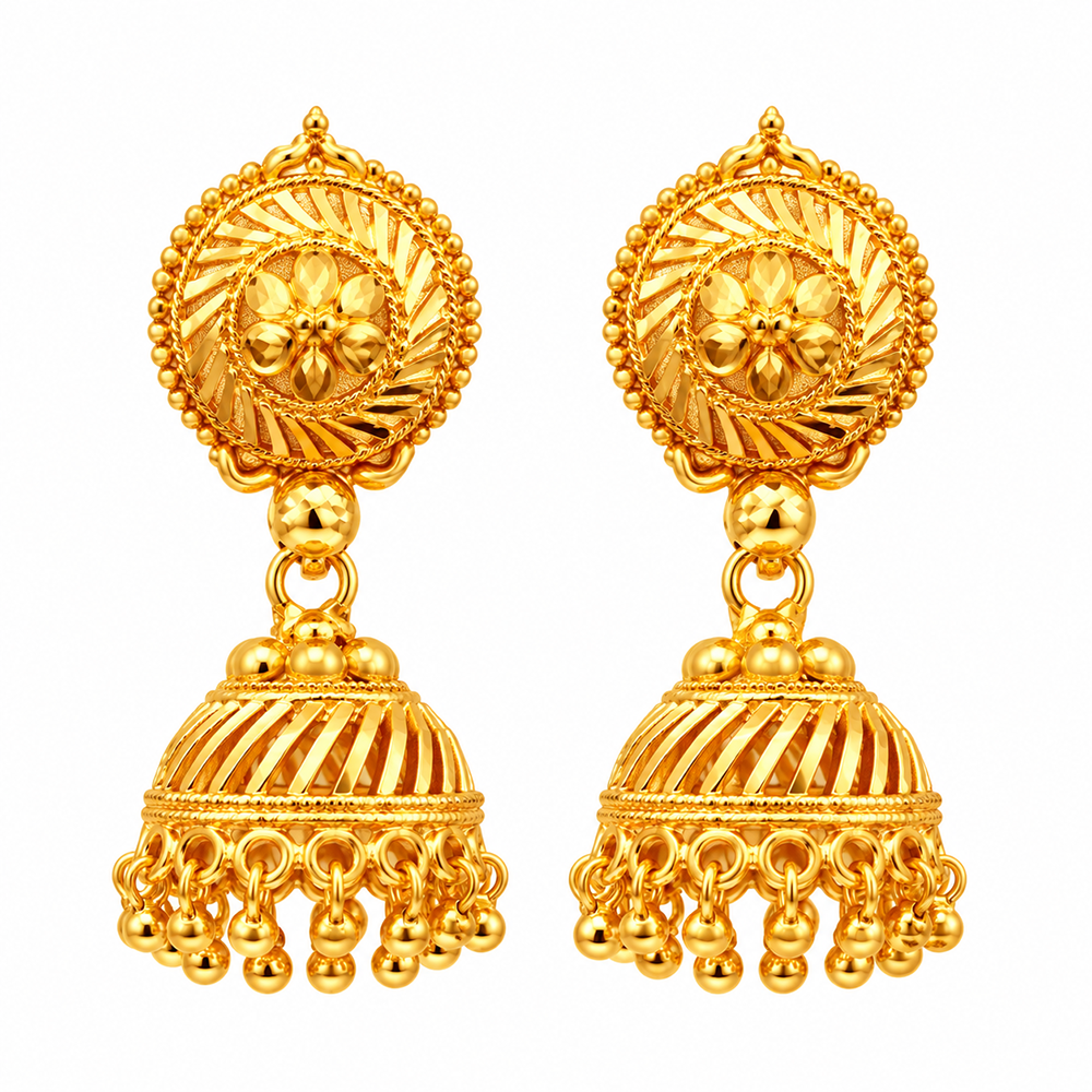 Urthn Beautiful Gold Plated Jhumka Earrings for Women | Designer Ethnic Jewellery for Festive Looks( Pack of 6)