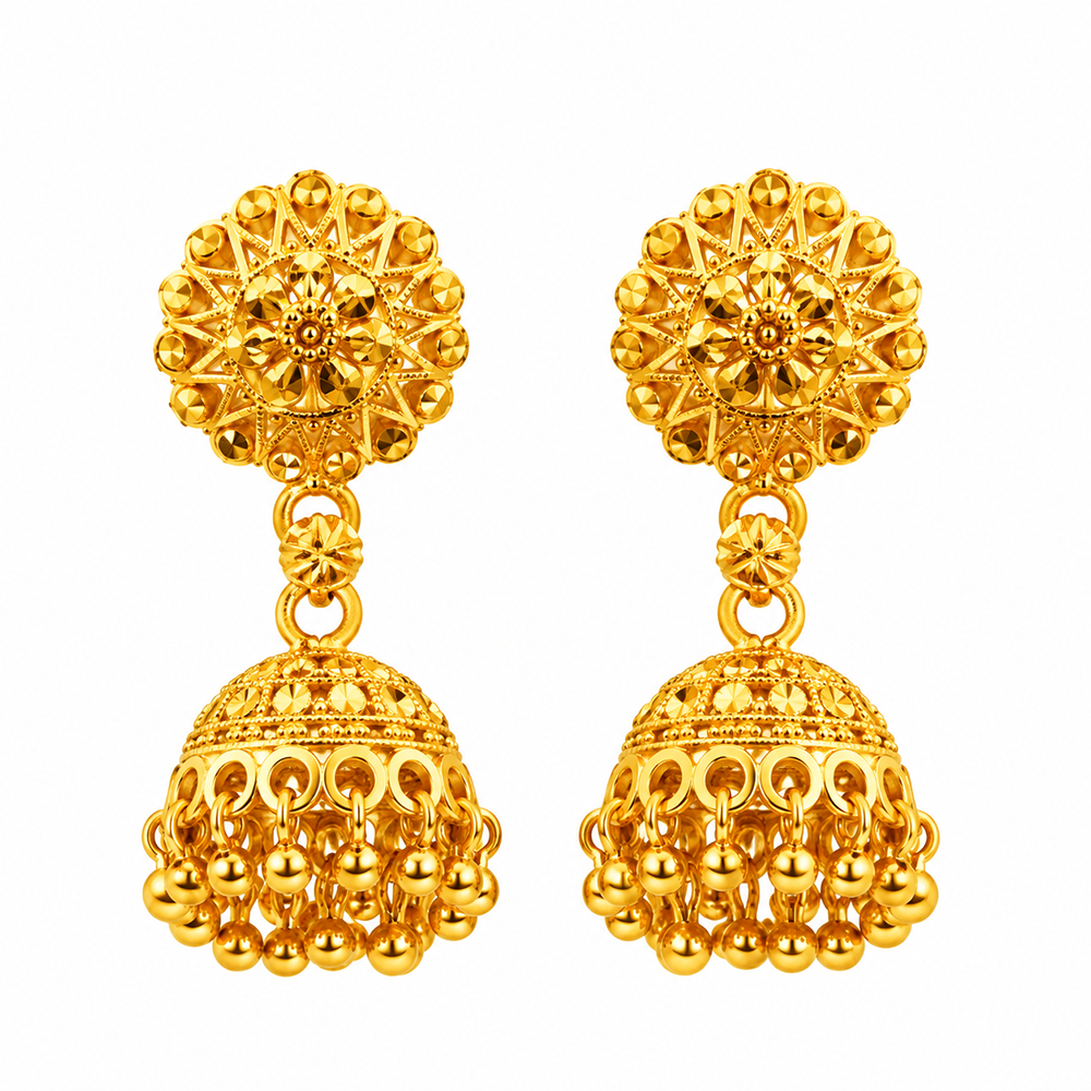 Urthn Beautiful Gold Plated Jhumka Earrings for Women | Designer Ethnic Jewellery for Festive Looks( Pack of 6)