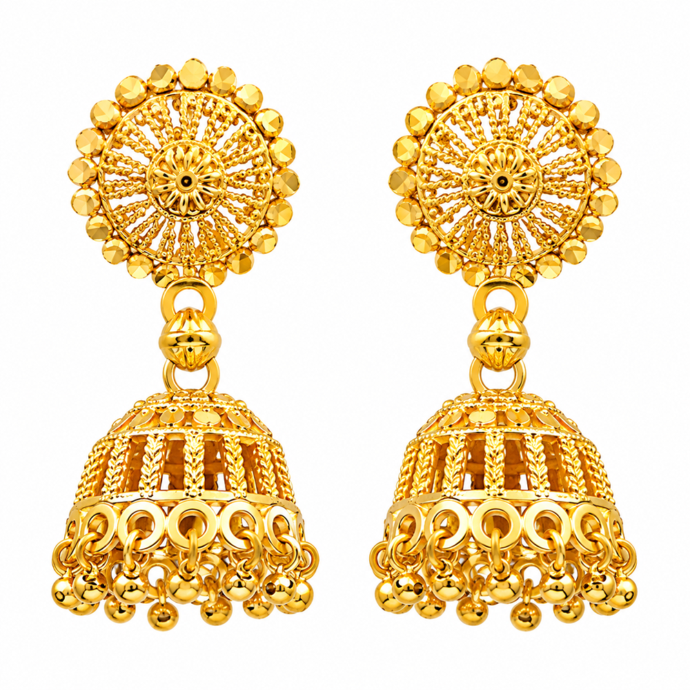 Urthn Beautiful Gold Plated Jhumka Earrings for Women | Designer Ethnic Jewellery for Festive Looks( Pack of 6)