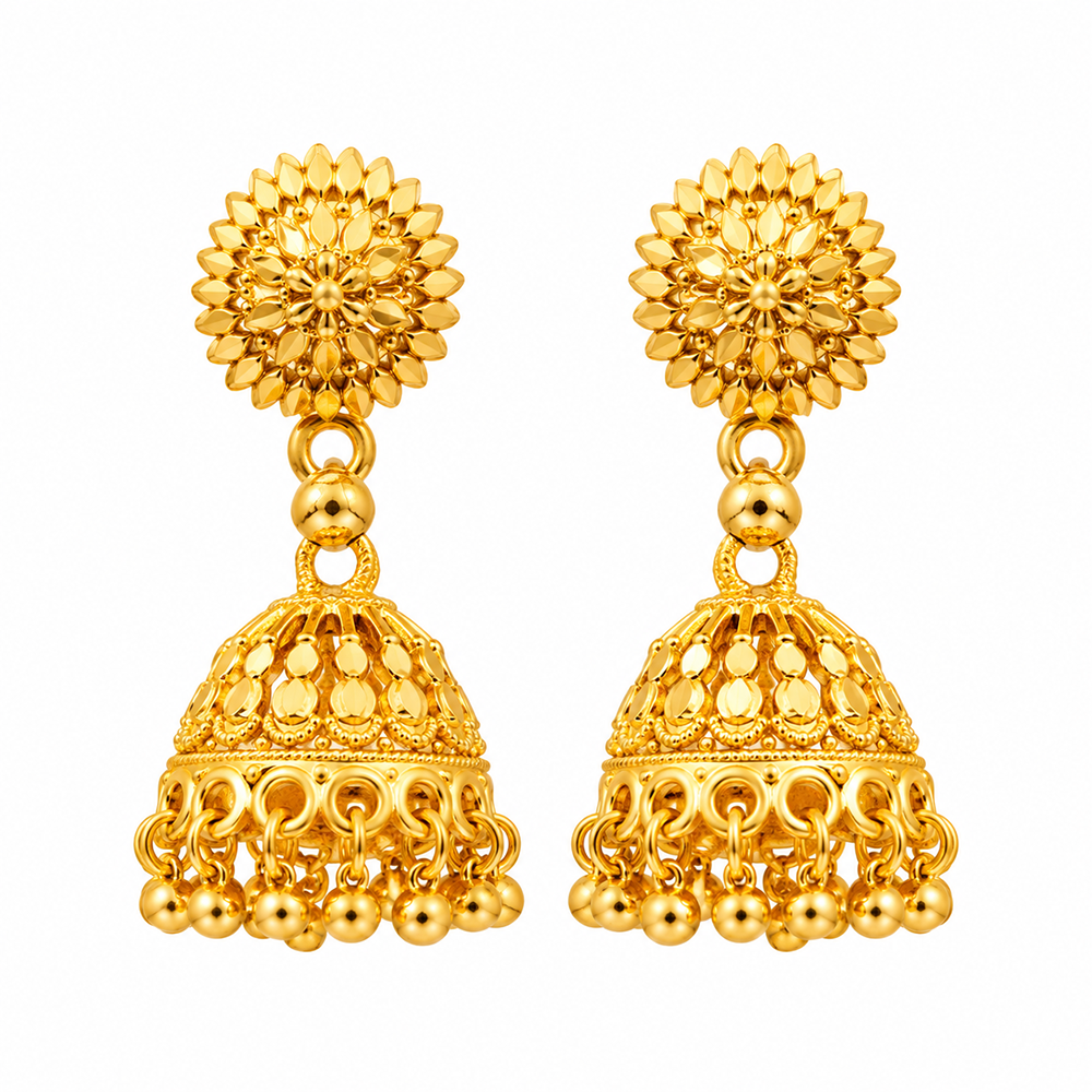 Urthn Beautiful Gold Plated Jhumka Earrings for Women | Designer Ethnic Jewellery for Festive Looks( Pack of 6)