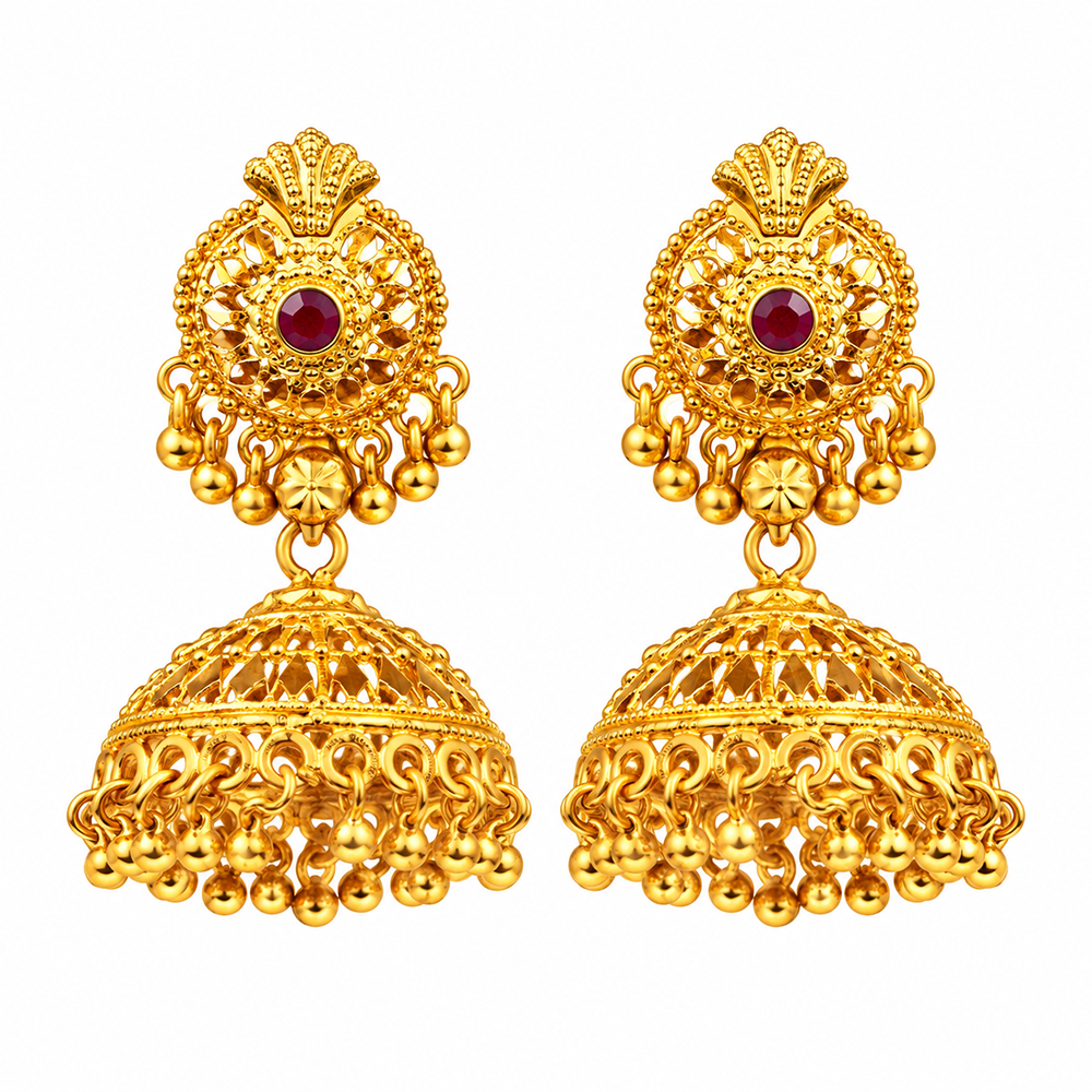 Urthn Timeless Gold Plated Jhumki Earrings | Elegant Traditional Jewellery for Weddings & Festive Occasions( Pack of 6)