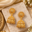 Urthn Timeless Gold Plated Jhumki Earrings | Elegant Traditional Jewellery for Weddings & Festive Occasions