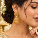 Urthn Timeless Gold Plated Jhumki Earrings | Elegant Traditional Jewellery for Weddings & Festive Occasions( Pack of 6)