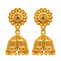 Urthn Timeless Gold Plated Jhumki Earrings | Elegant Traditional Jewellery for Weddings & Festive Occasions( Pack of 6)