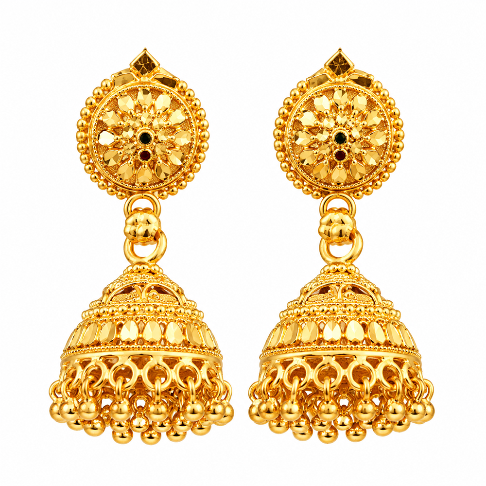 Urthn Timeless Gold Plated Jhumki Earrings | Elegant Traditional Jewellery for Weddings & Festive Occasions( Pack of 6)