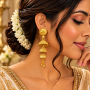 Urthn Timeless Gold Plated Multi Layer Jhumka Earrings | Elegant Traditional Jewellery for Weddings & Festive Occasions( Pack of 6)