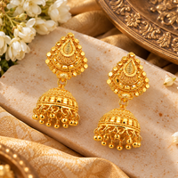 Urthn Traditional Gold Plated Jhumki Earrings with Leaf Shape Stud for Women & Girls