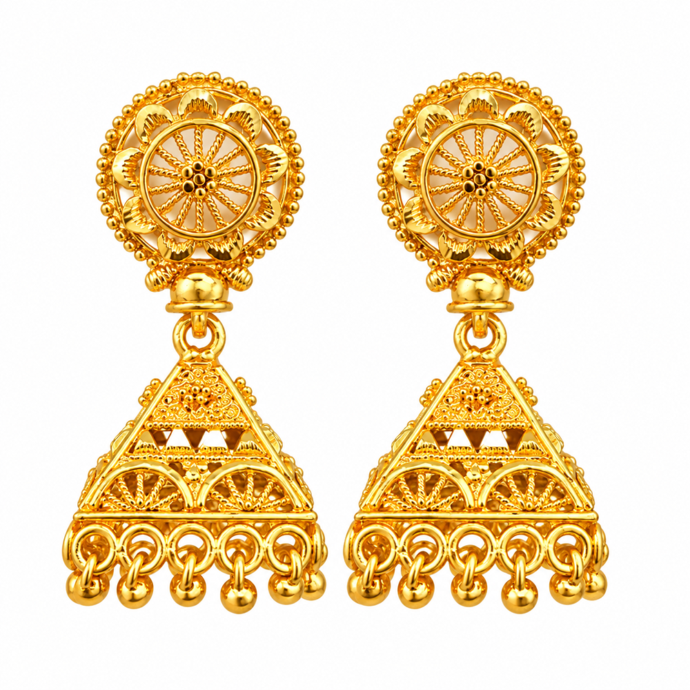 Urthn Traditional Gold Plated Jhumki Earrings | Designer Indian Earrings for Women & Girls( Pack of 6)