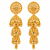 Urthn Heritage Inspired Gold Plated Multi Layered Jhumki Earrings | Traditional Designer Jewellery for Women( Pack of 6)