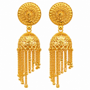 Urthn Heritage Inspired Gold Plated Jhumka Earrings with Long chain Tassels( Pack of 6)