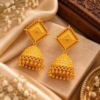 Urthn Heritage Inspired Gold Plated Jhumka Earrings with Long chain Tassels