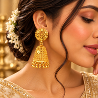 Urthn Heritage Inspired Gold Plated Jhumka Earrings | Traditional Designer Jewellery for Women