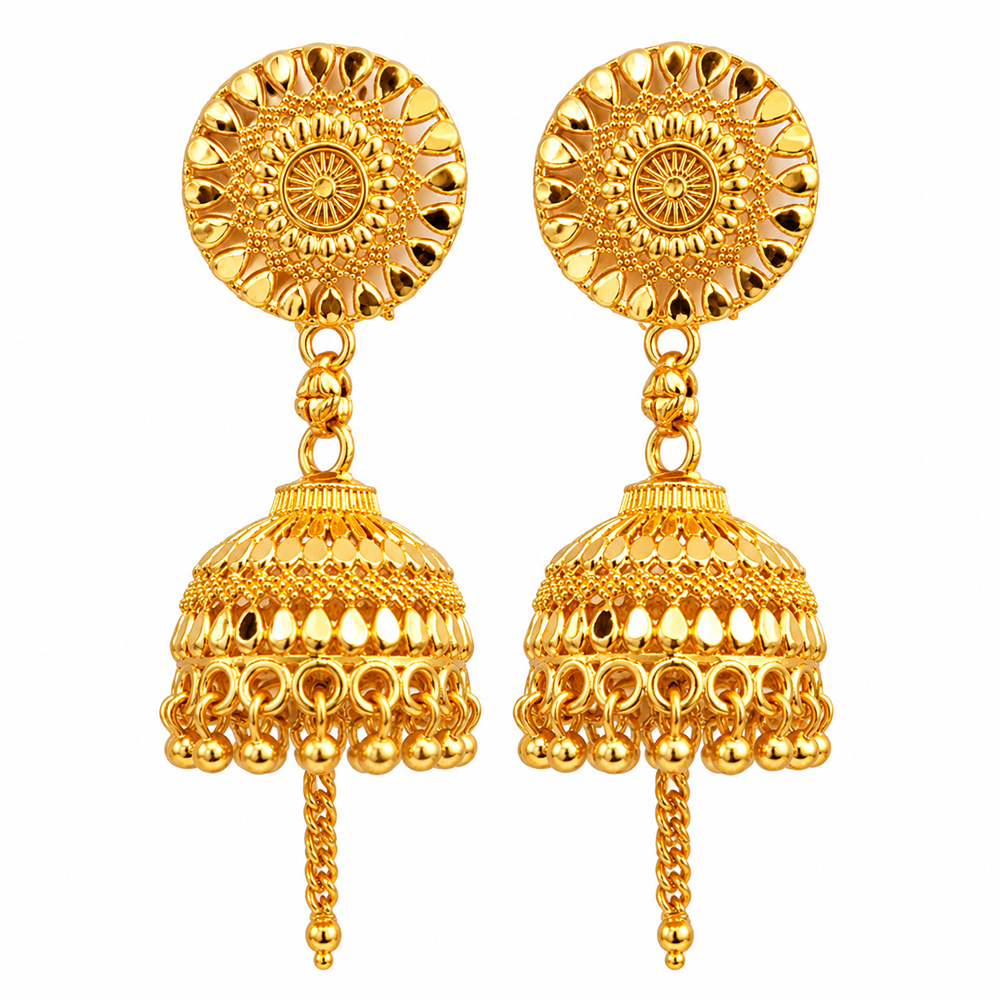 Urthn Stylish Gold Plated Jhumka Earrings | Traditional Fashion Jewellery for Festive & Party Wear( Pack of 6)