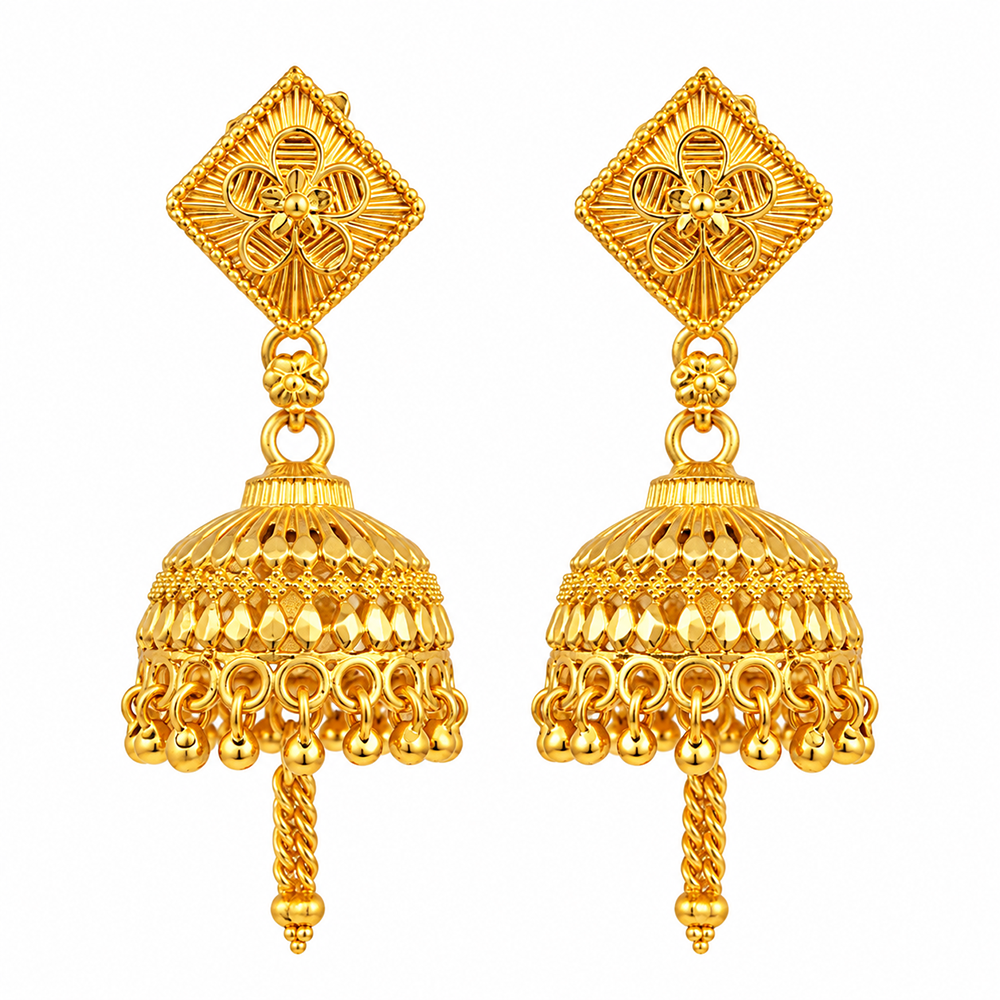 Urthn Stylish Gold Plated Jhumka Earrings | Traditional Fashion Jewellery for Festive & Party Wear( Pack of 6)