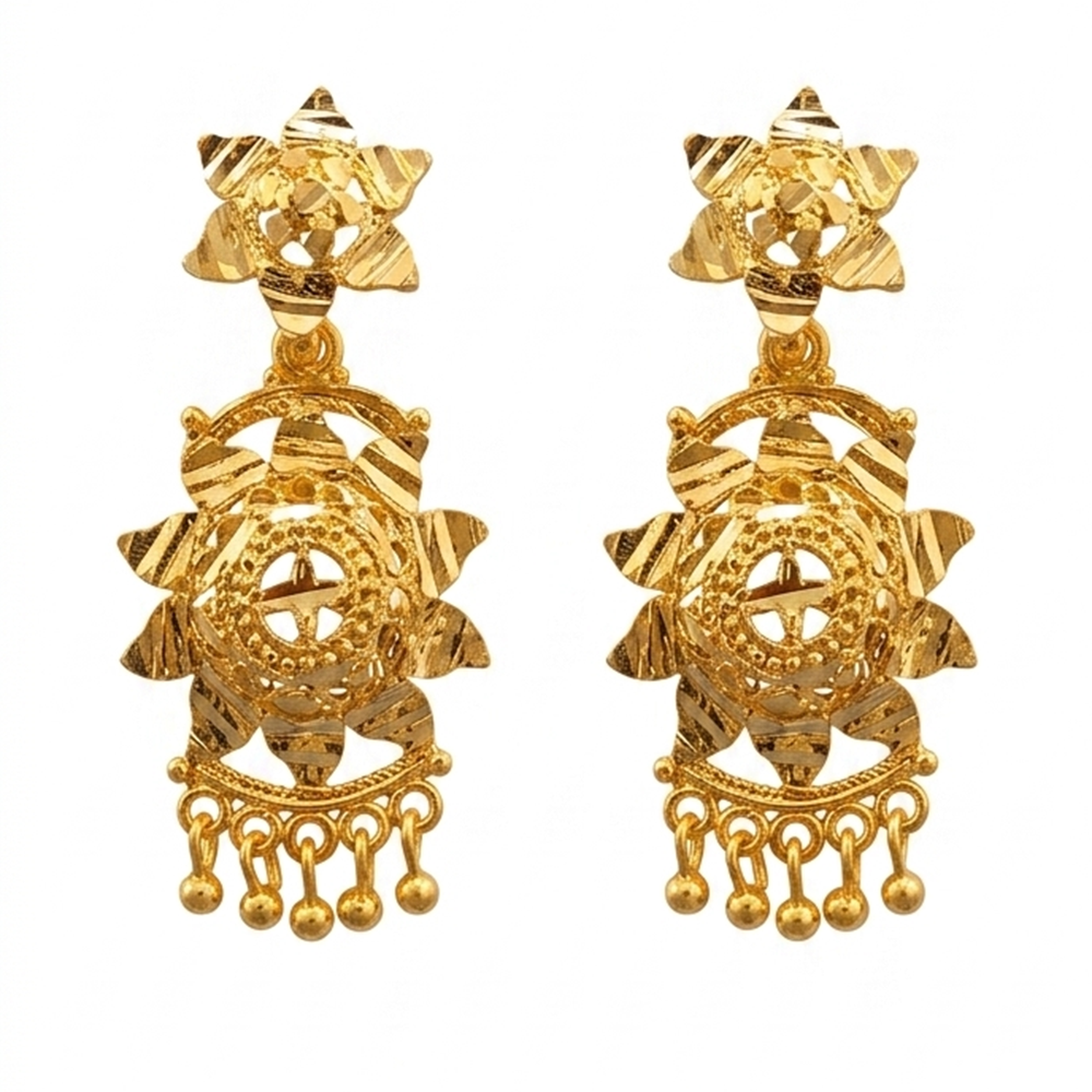 Darshana Jewels Gold Plated Traditional Small Dangler Earrings (Pack of 6)