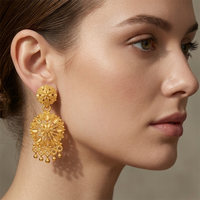 Darshana Jewels Gold Plated Traditional Small Dangler Earrings (Pack of 6)
