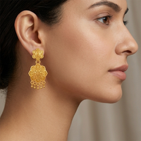 Darshana Jewels Gold Plated Traditional Small Dangler Earrings
