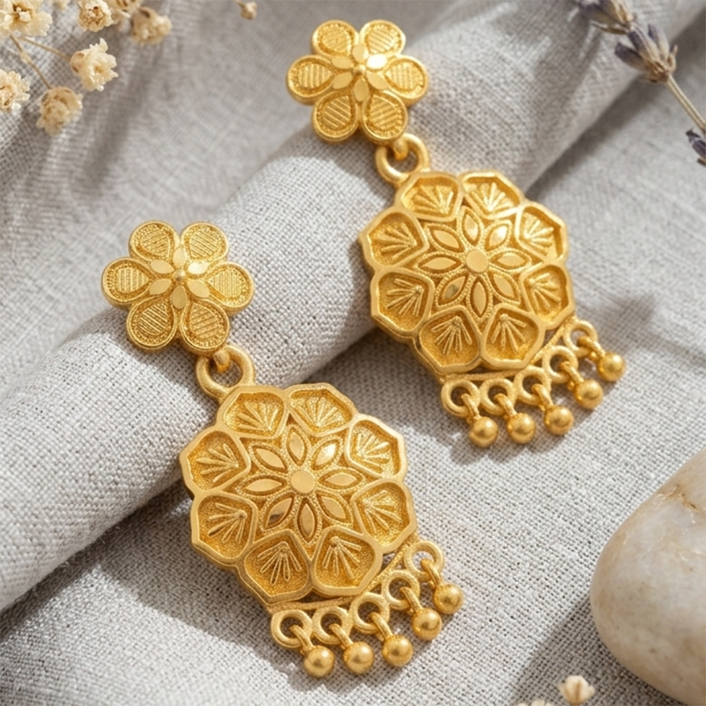 Darshana Jewels Gold Plated Traditional Small Dangler Earrings (Pack of 6)